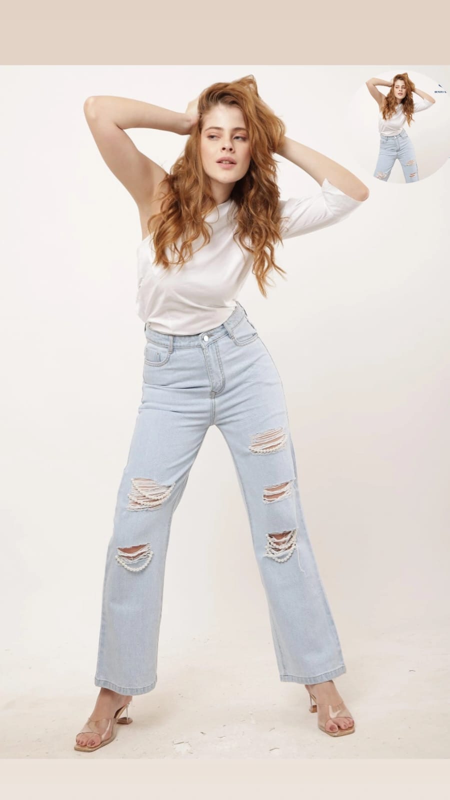 Rhinestone Statement Embedded Denim Jeans