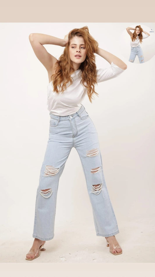 Rhinestone Statement Embedded Denim Jeans