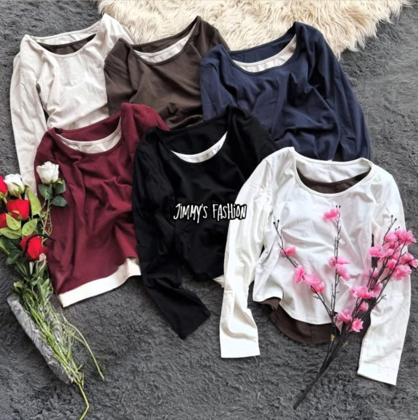 Layered Scoop Neck Cotton T-Shirt